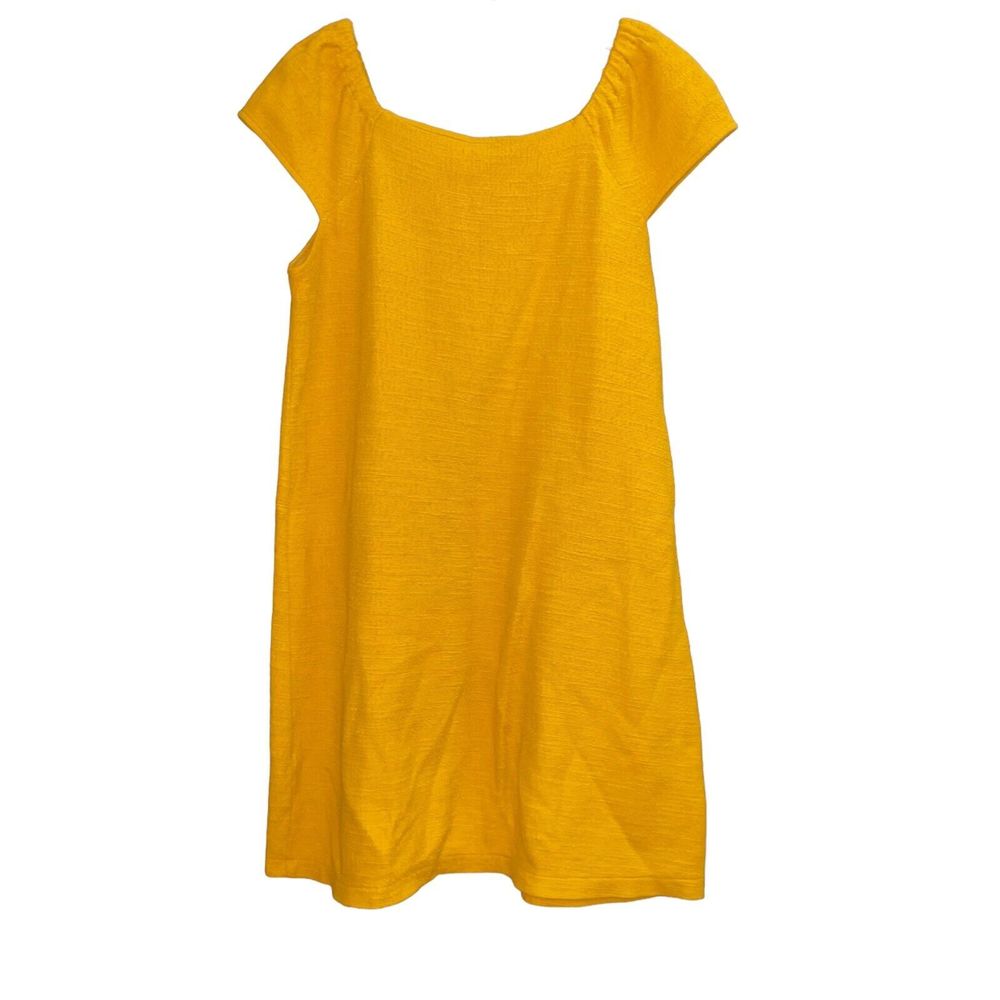 Madewell Texture & Thread S Yellow Textured Cap Sleeve Dress - Picture 4 of 6